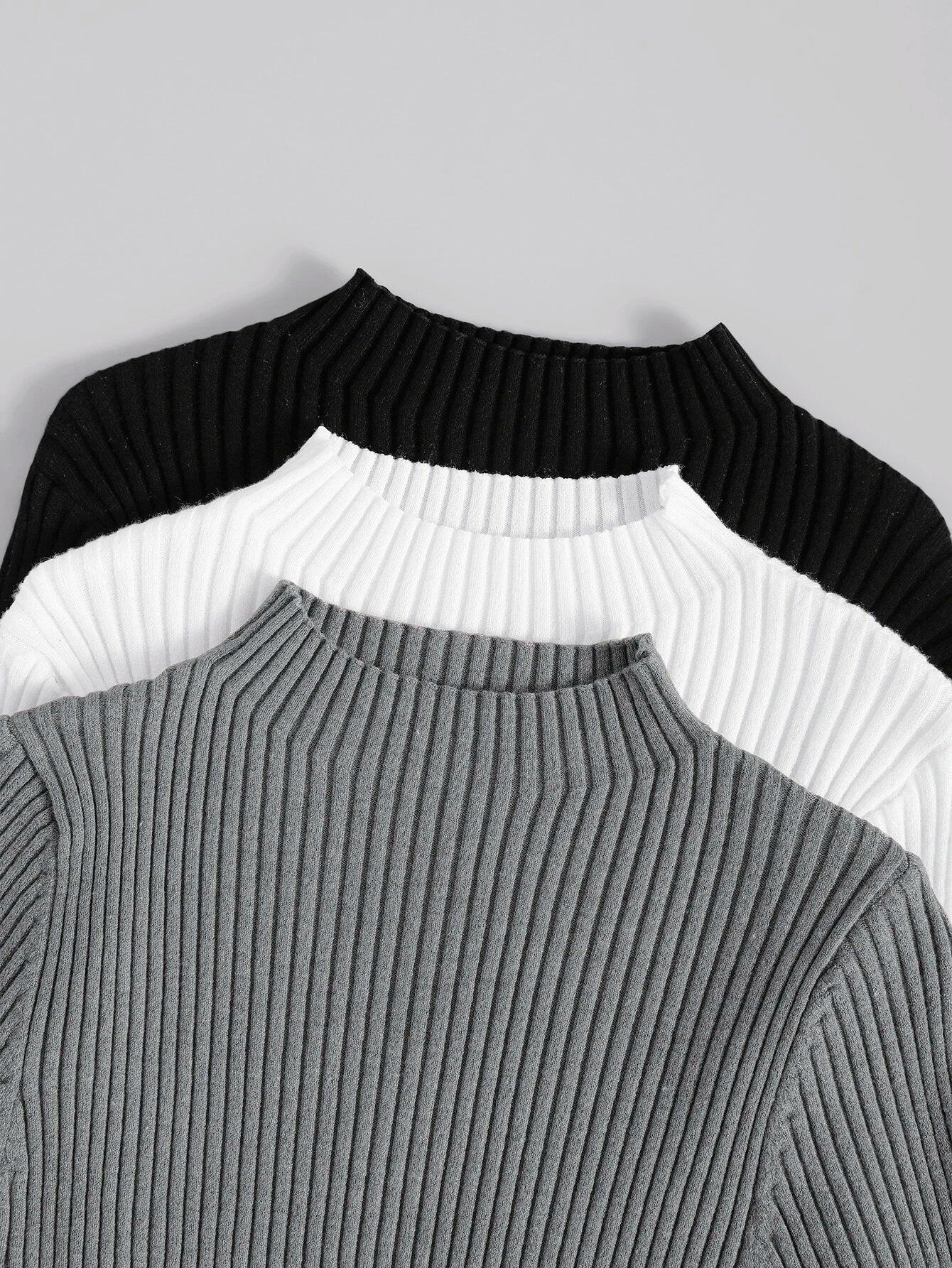 Mock Neck Ribbed Knit Sweater