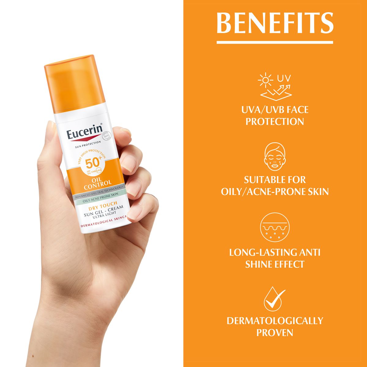 Eucerin Face Sunscreen Oil Control Gel-Cream Dry Touch, SPF 50+, 50ml