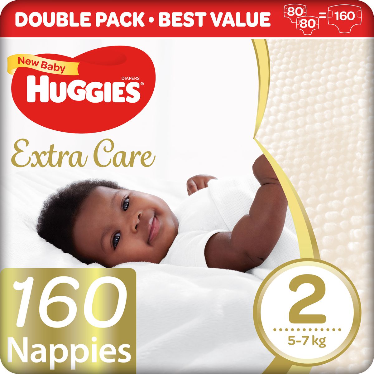 Huggies Extra Care Nappies Size 2 160s Mega Pack