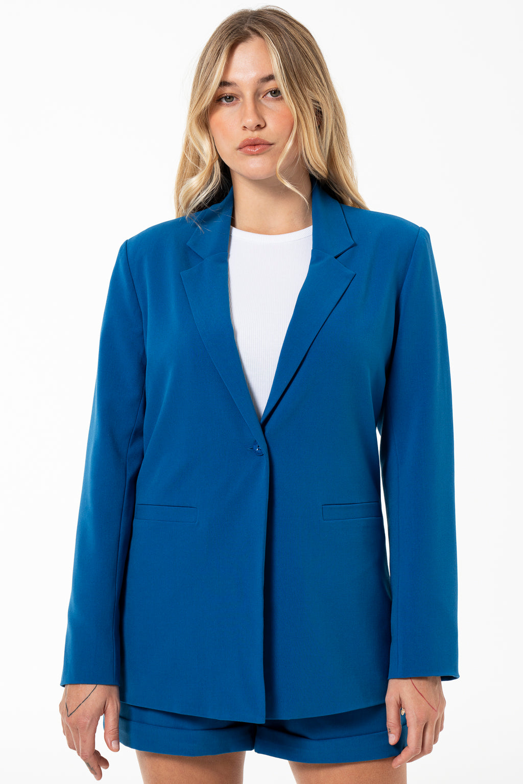 Slim fit blazer with welt pockets - Blue